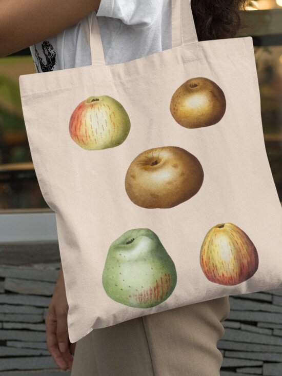 Outfit Bits Handbags - Apple Vintage Botanical Print Graphic Canvas Tote Bag